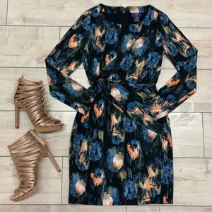 NYDJ navy multi ikat twist front dress 2P 6P 8P 10